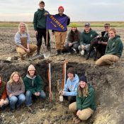 Members of the UW-Stevens Point Soil Judging Team work on identifying different types of soil. The team recently took second place in the Region 3 Collegiate Soils Contest.